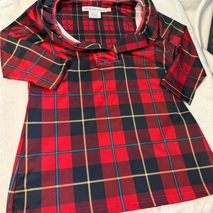 Gretchen Scott Designs women’s Red and Black Plaid blouse